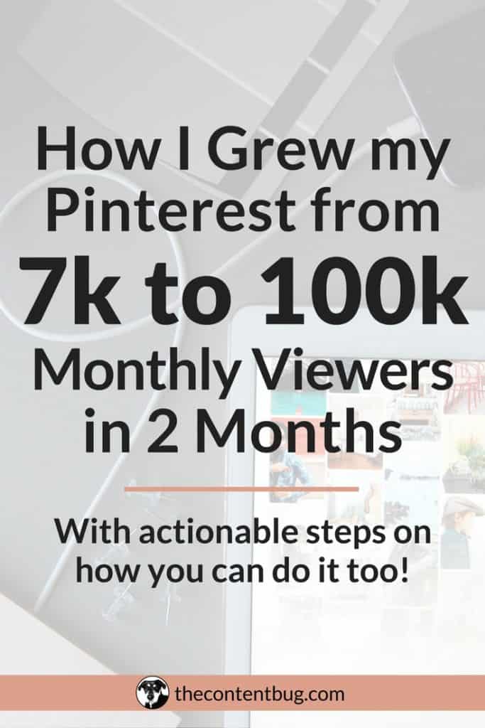 Do you want to grow your Pinterest account? I was in the same spot as you just 2 months ago! Now my Pinterest account gets over 100,000 monthly views! And you can do it too. I'm sharing all of my secrets on what I did in the last month to grow my Pinterest account FAST!